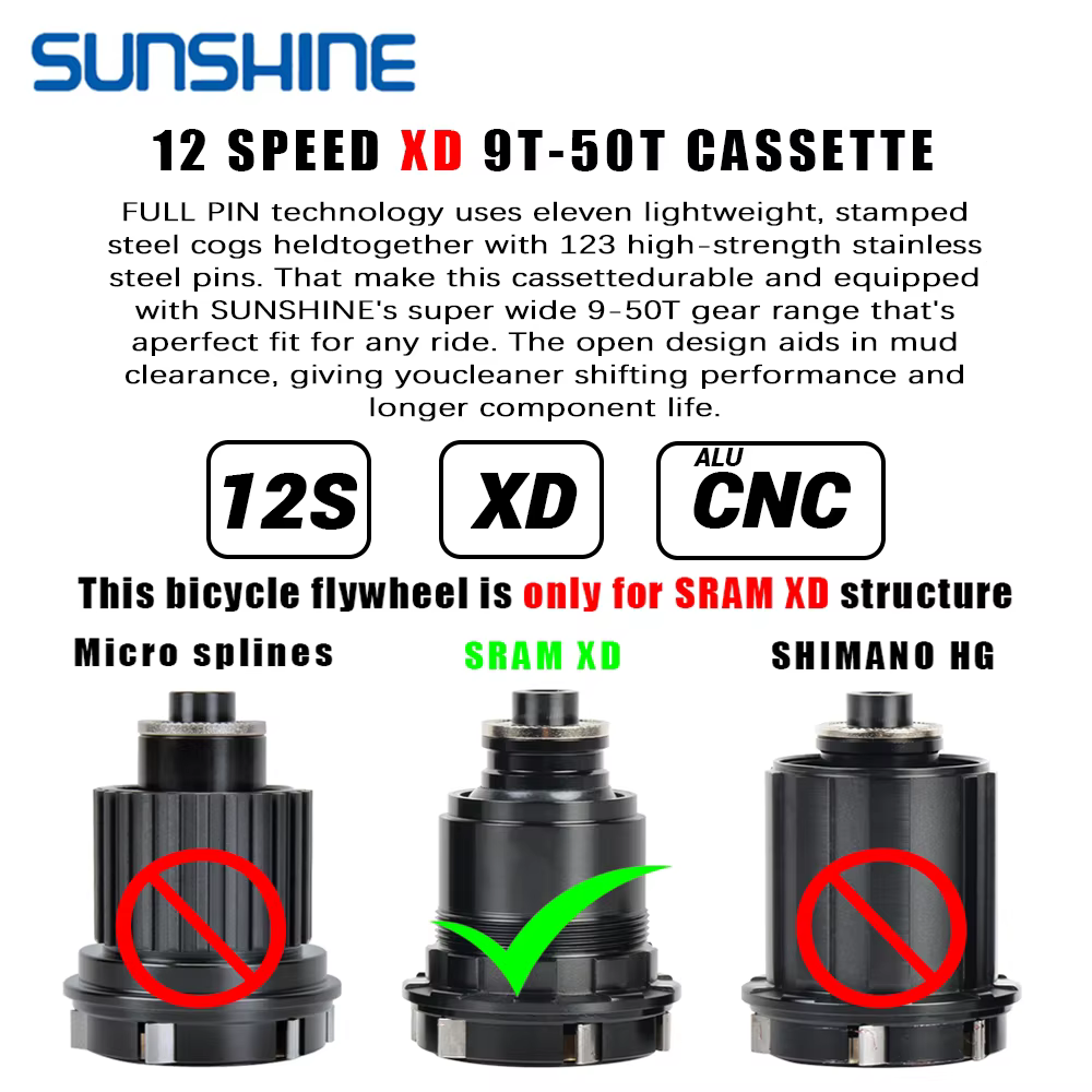 Stalshine-Pignon VTT ultraléger pour S233, cassette XD, K7, 12 vitesses, 50T, 12V