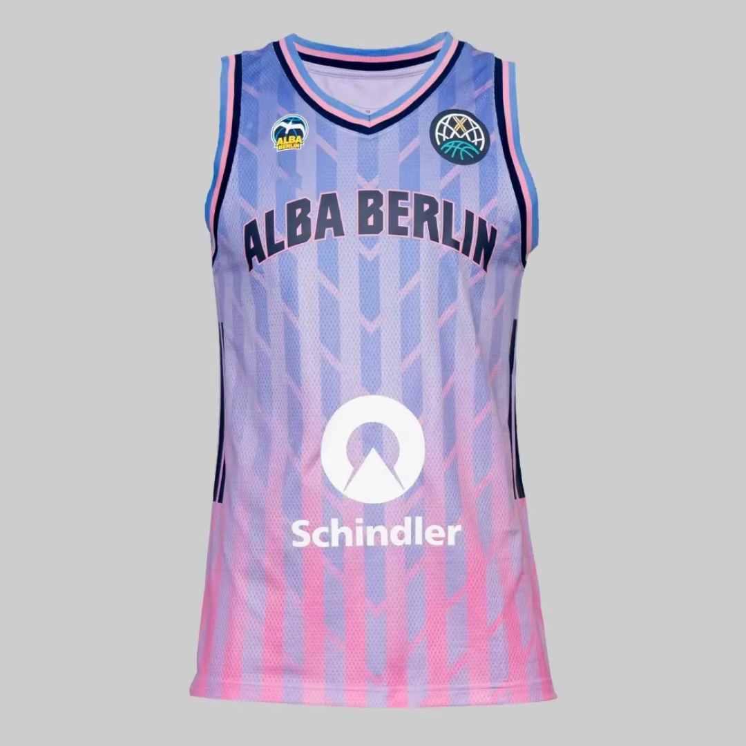 Maillot de basket domicile ALBA BERLIN BBL Allemagne 25-26, T-shirt sportif à séchage rapide pour ho