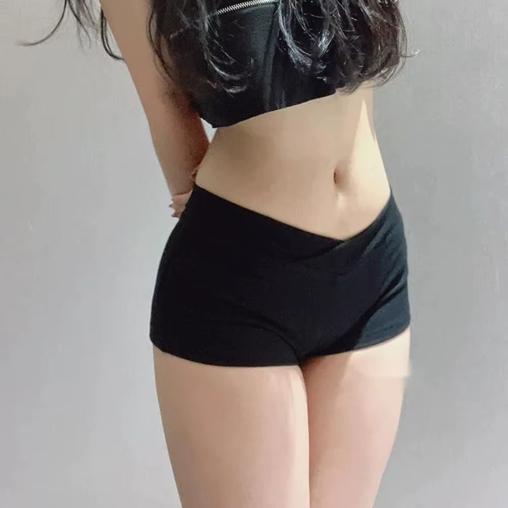 Short de sport ultra court, noir, pantalon de ballet, serré, taille basse, simple, décontracté, fitn