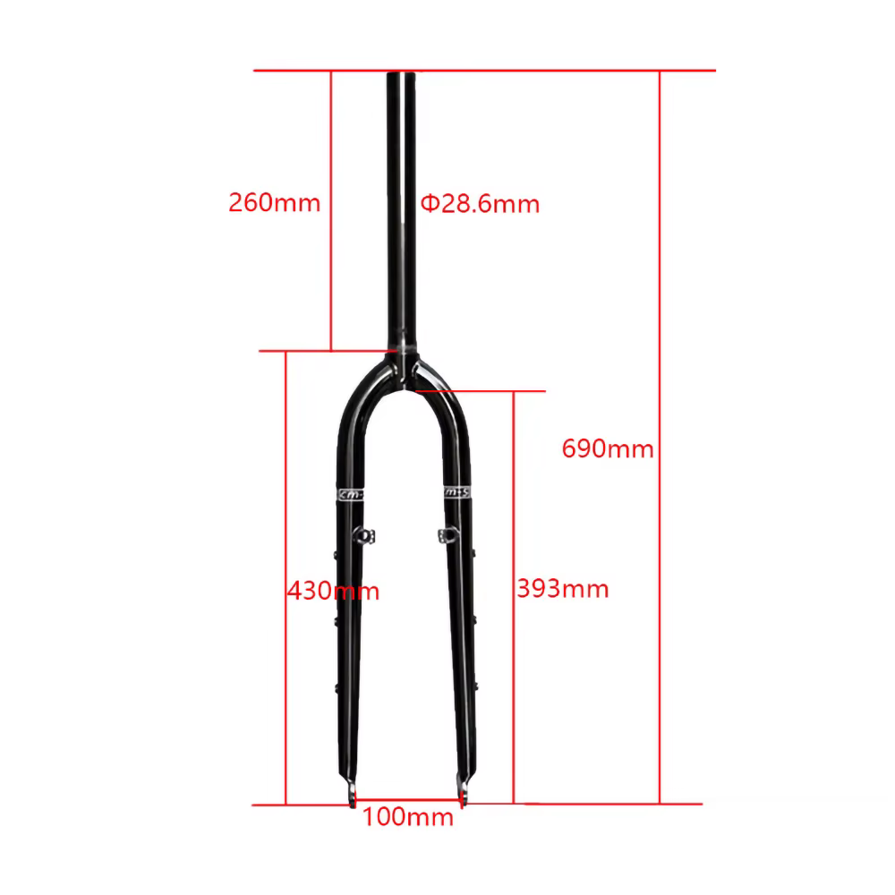 26/27.5ER DARKROCK CM-5 cr-mo Steels fourche avant 28.6mm disque et V frein vtt fourche rigide pièce
