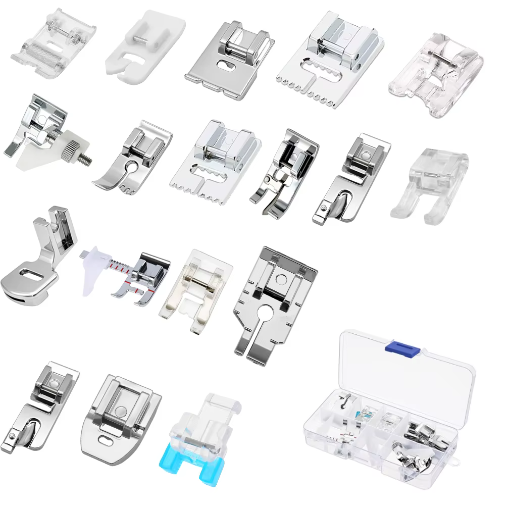 Kit de 18 accessoires pour machine à coudre avec boîte, pour Brother, Singer, outils de couture dome