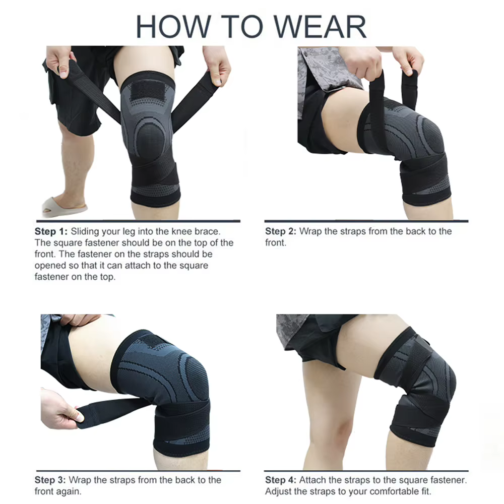 Genouillères élastiques pressurisées pour hommes et femmes, 1 pièce, Bandage de soutien, sport, Fitn