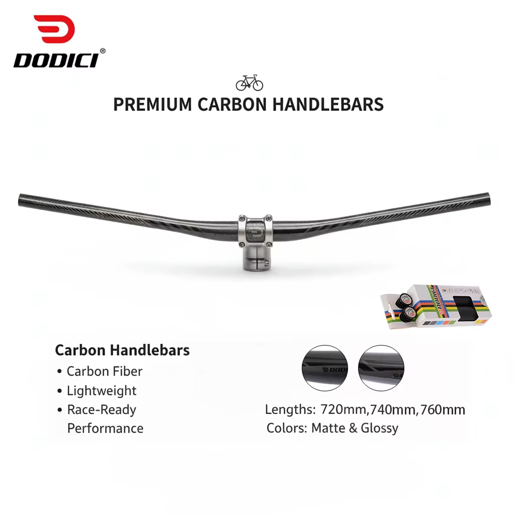 Guidon VTT entièrement en fibre de carbone DODICI 720 mm/740 mm/760 mm 9 ° Rise 5mm pour XC VTT vé