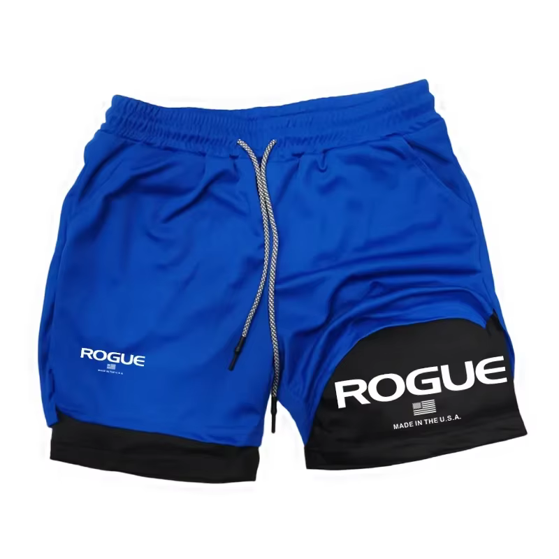 Rogue Gyms Short de sport pour homme Four Seasons Sportswear Short moulant double couche 2 en 1 Shor