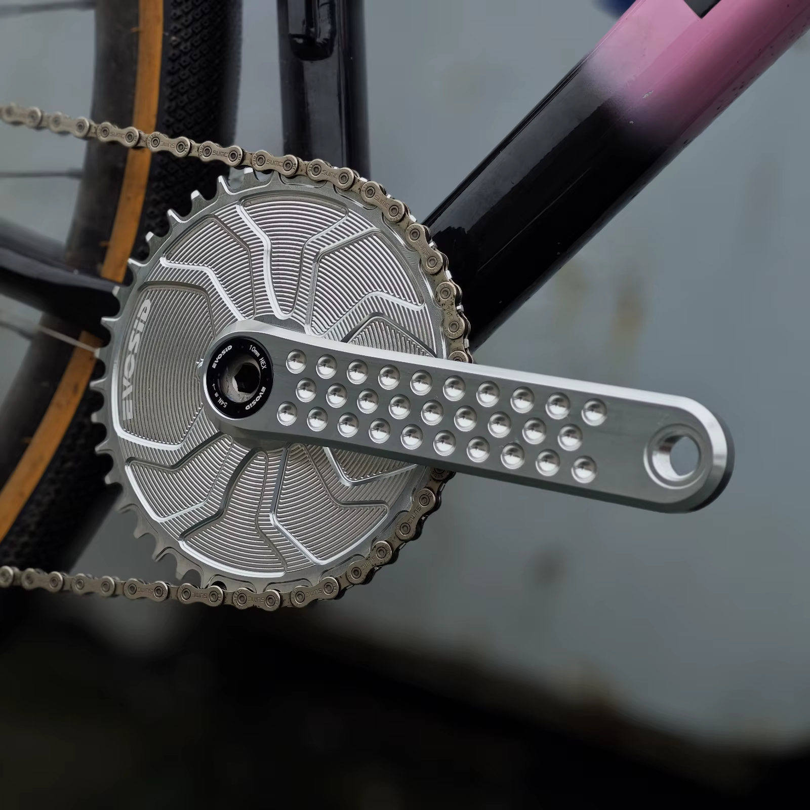 EVOSID – plateau de vélo de route en gravier, 3 boulons, dents larges et étroites, décalage de 0mm,