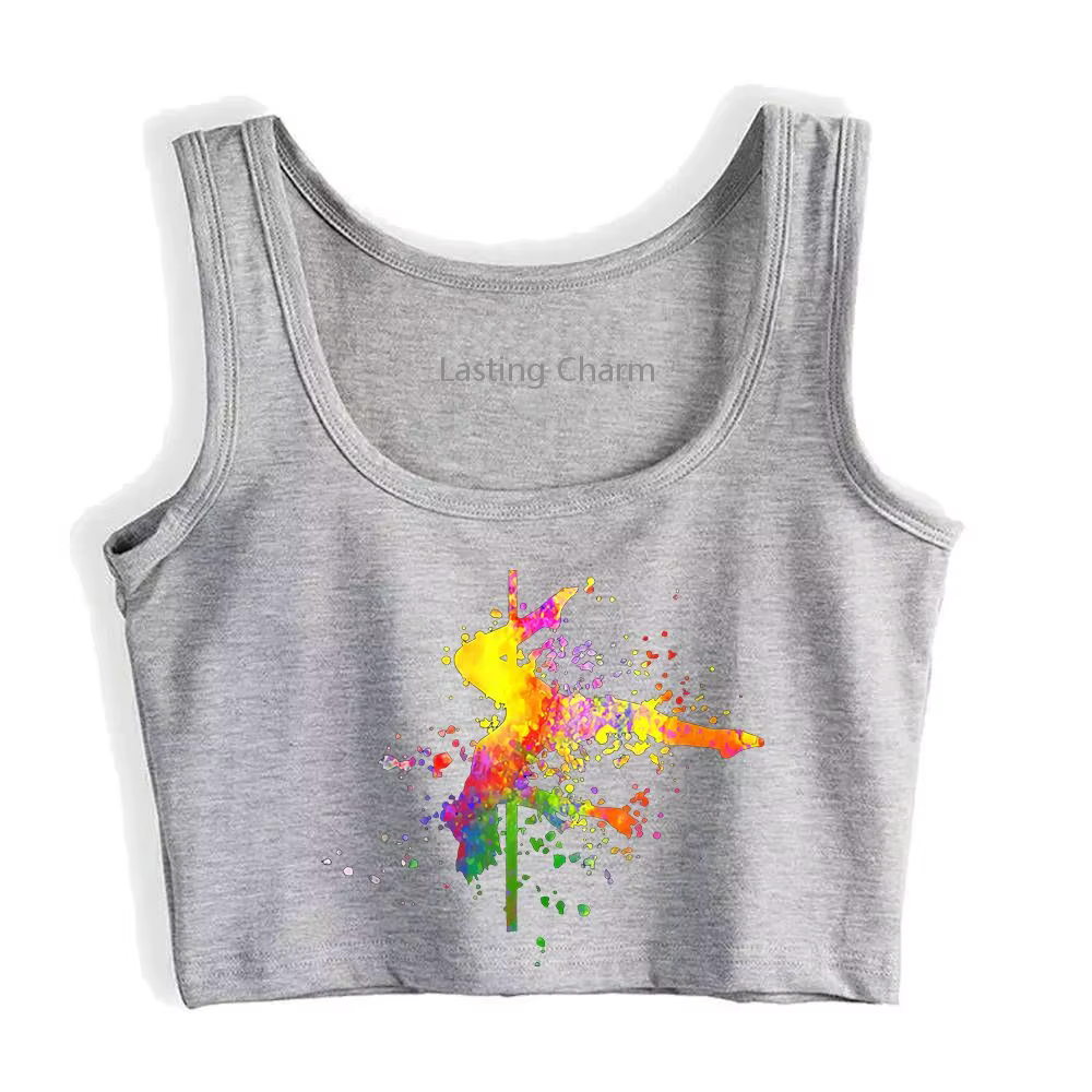 Pole Dance Bar Pole Dance Fitness Peinture Splatters Design Débardeurs Pole Dancer Sexy Respirant En