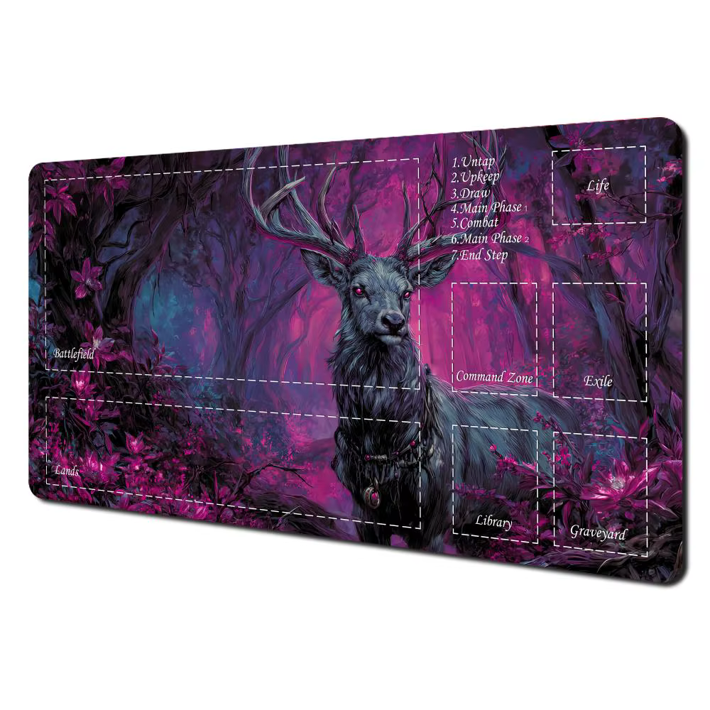 Tapis de jeu Magic: The Gathering, Otter Wizard in Enchanted Forest avec zones de structure de jeu M