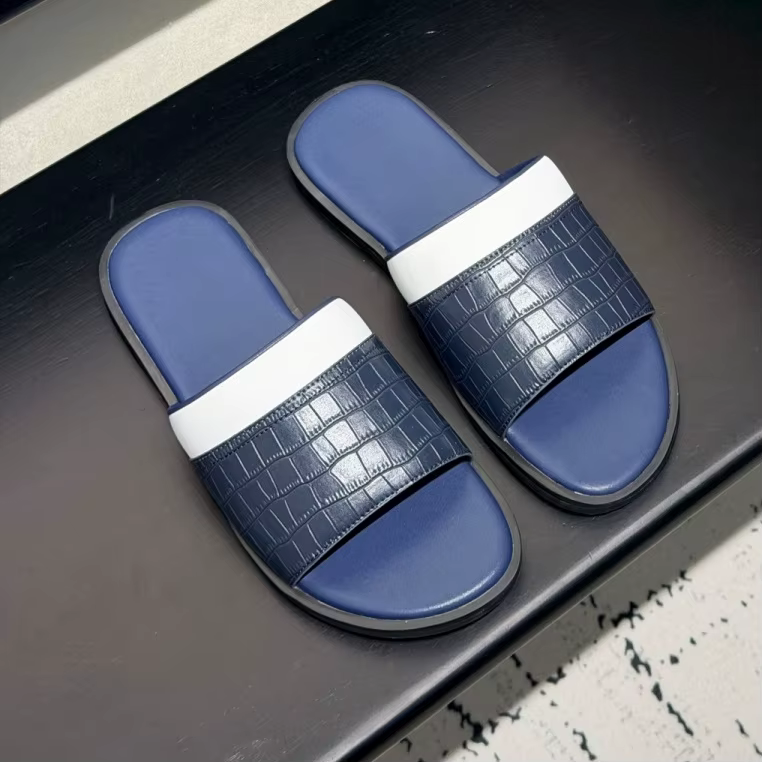 Sandales en cuir de vachette faites à la main, chaussures de luxe pour hommes, tongs de plage tendan