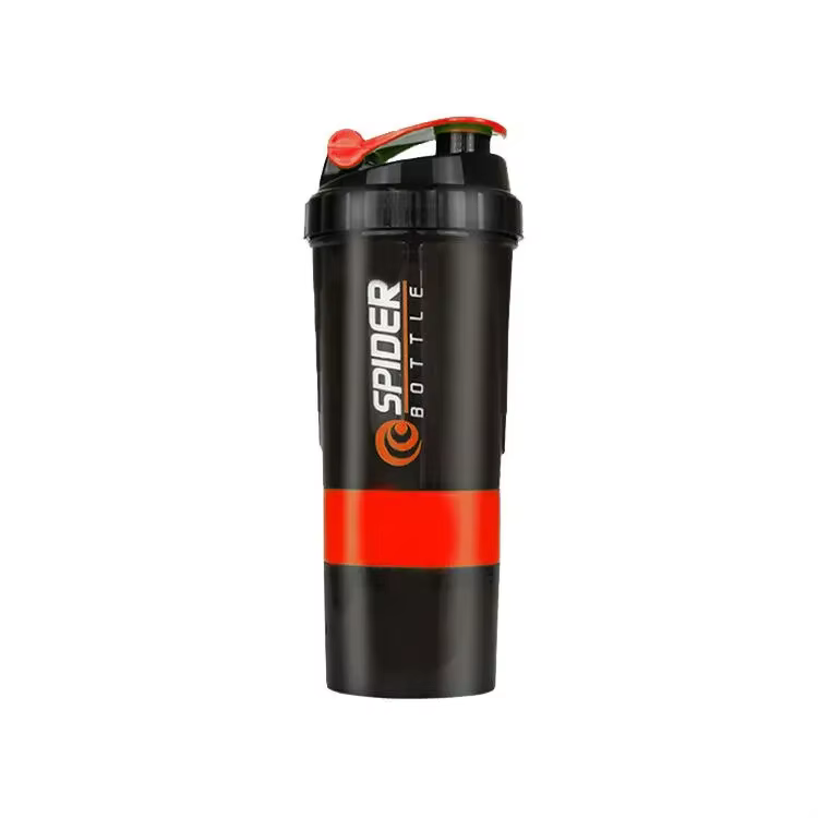 Bouteille de protéines Shaker à 3 couches, tasse à secouer la poudre, bouteille d'eau, tasse de méla
