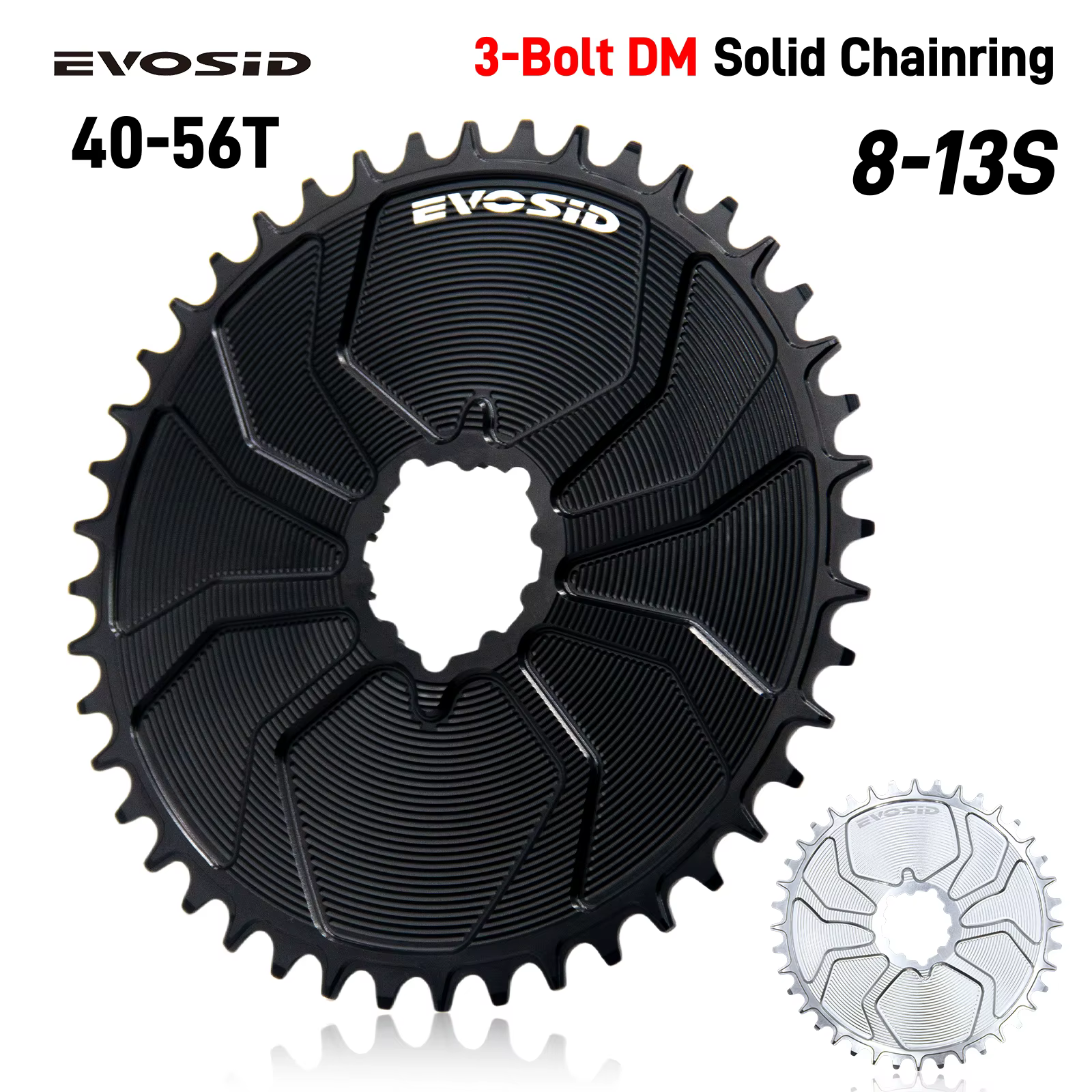 EVOSID – plateau de vélo de route en gravier, 3 boulons, dents larges et étroites, décalage de 0mm, 