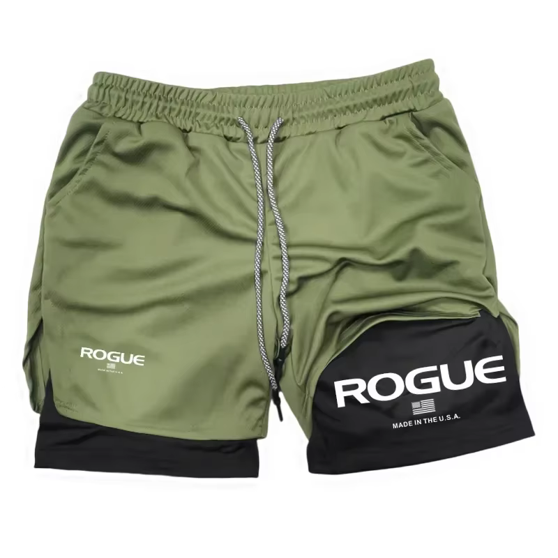 Rogue Gyms Short de sport pour homme Four Seasons Sportswear Short moulant double couche 2 en 1 Shor
