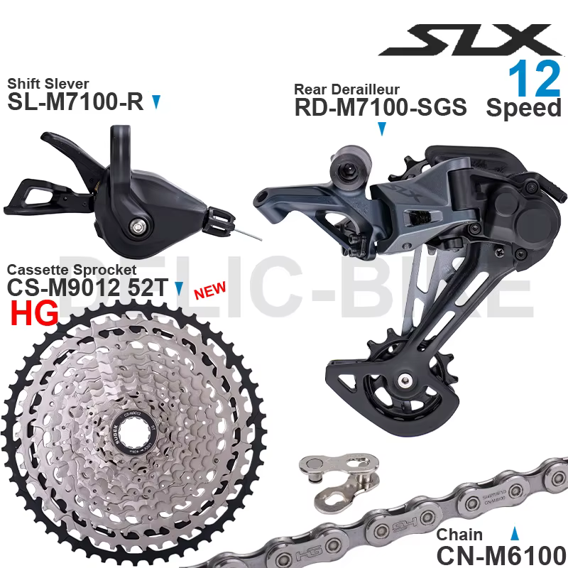 SHIMANO SLX M7100 groupe de vitesses 1x12 avec dérailleur arrière de manette de vitesse et pignon de