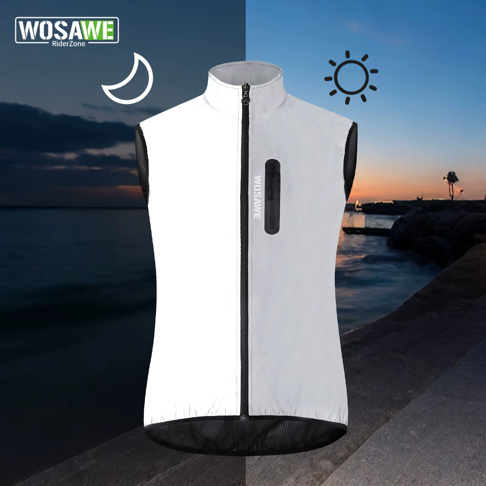 WOSAWE hommes cyclisme gilet coupe-vent imperméable veste sans manches printemps automne coupe-vent