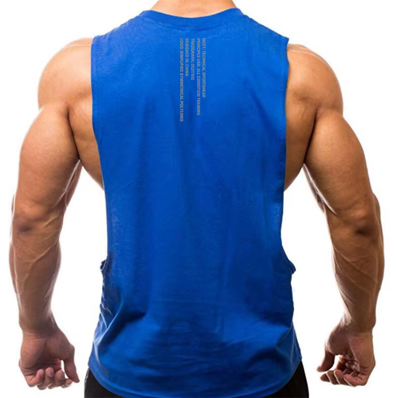 Débardeurs de course pour hommes en coton à découpes latérales, T-shirts sans manches, Vêtements de