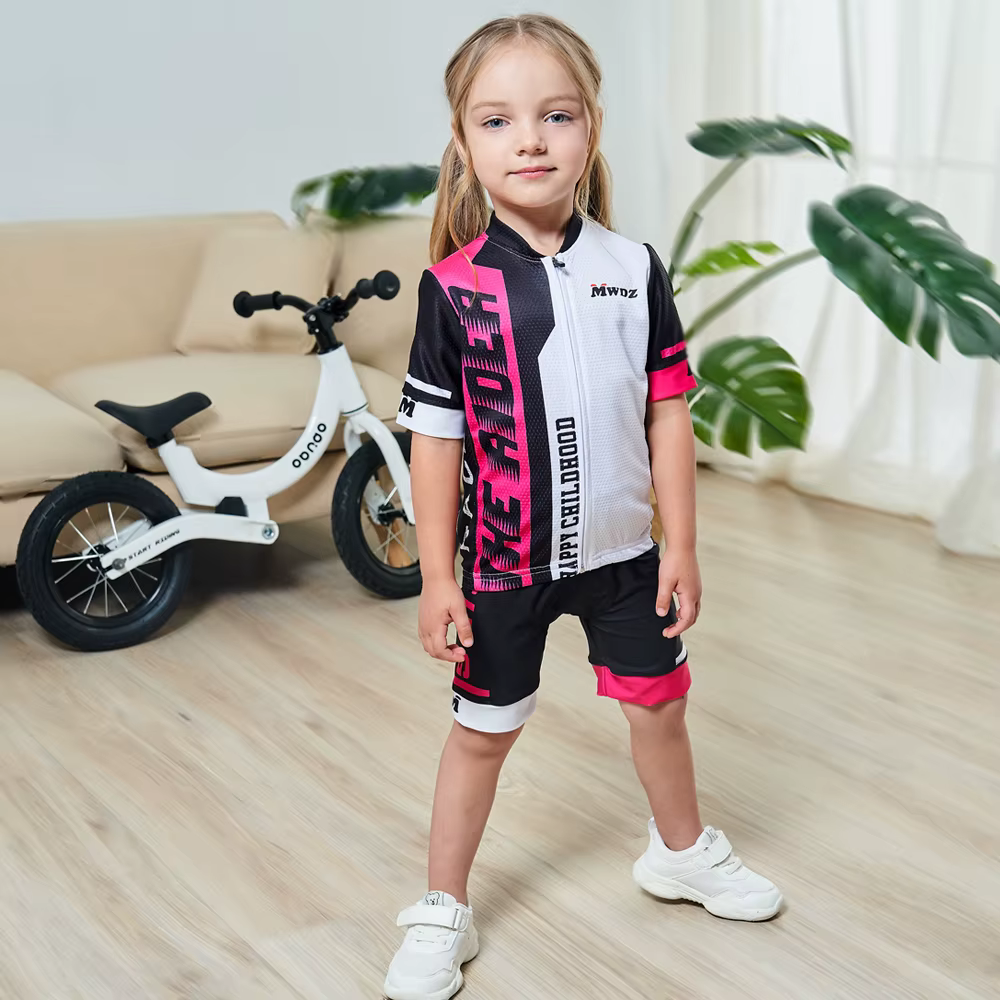 Ensemble de maillot de cyclisme pour filles, vêtements de sport à manches courtes, imprimés de dessi