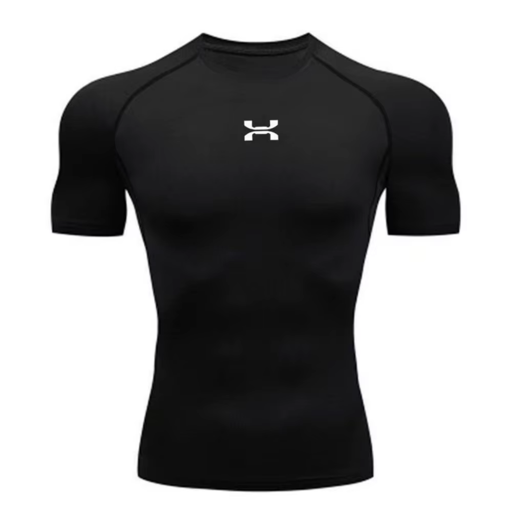 Vêtements de fitness, sweat-shirt de compression d'été à manches courtes pour hommes, haut de course