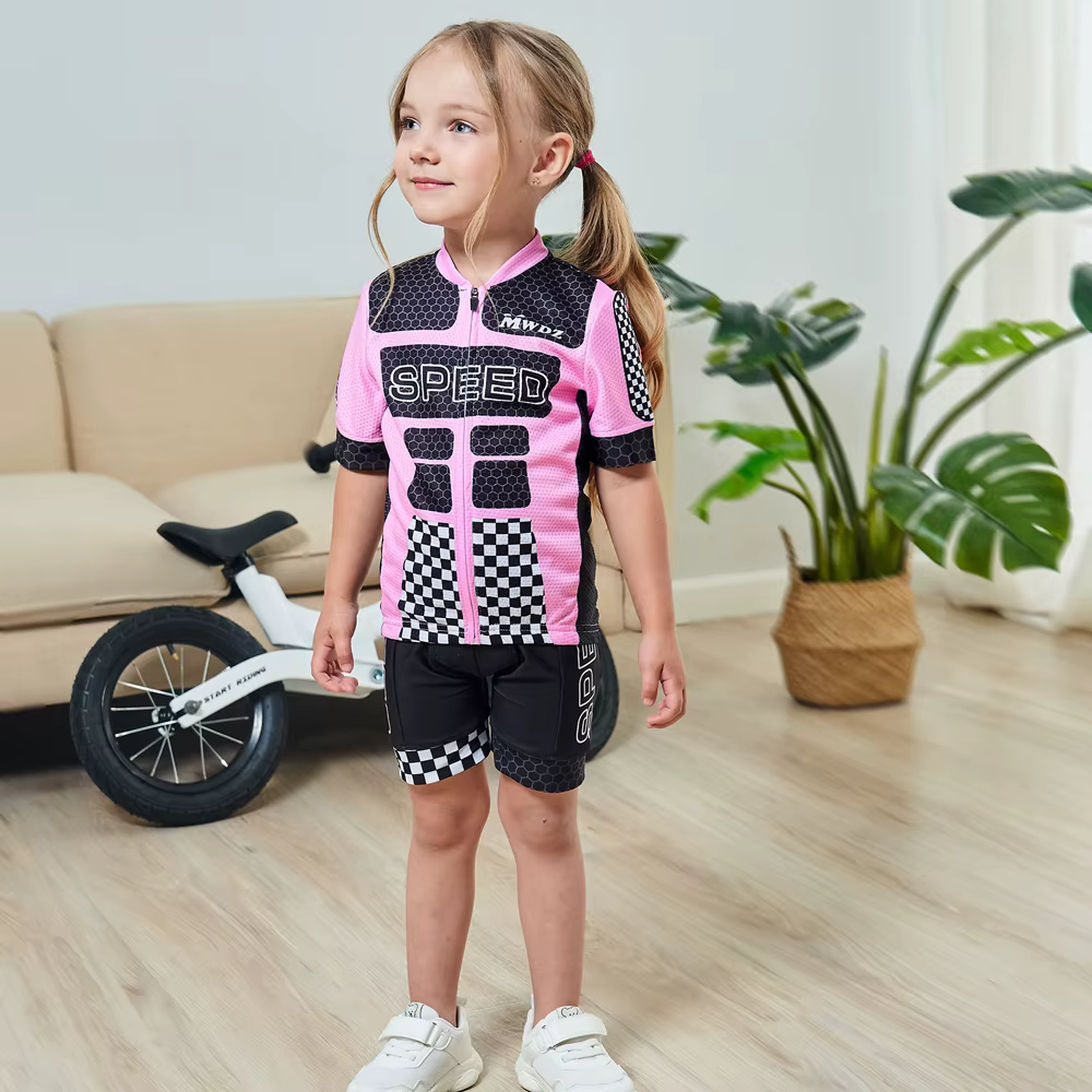 Ensemble de maillot de cyclisme pour filles, vêtements de sport à manches courtes, imprimés de dessi