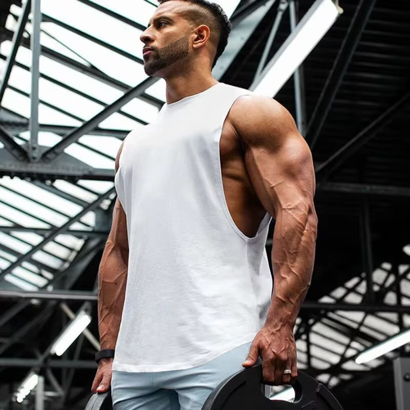 Débardeurs de sport pour hommes en coton, à découpes latérales, pour la course, la musculation et le