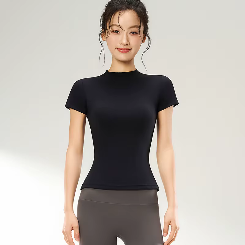 BIVIGAOS T-shirt de sport d'été pour femme, effet seconde peau, haute élasticité, coupe ajustée, sex