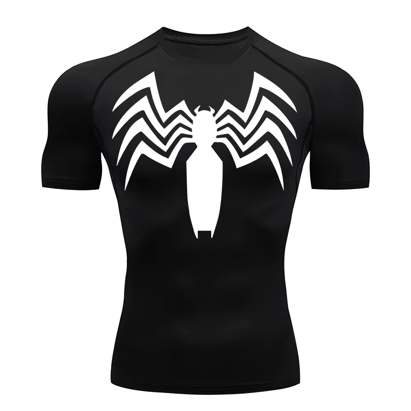 Chemises de compression à imprimé araignée pour hommes, t-shirt de course athlétique, t-shirts à séc