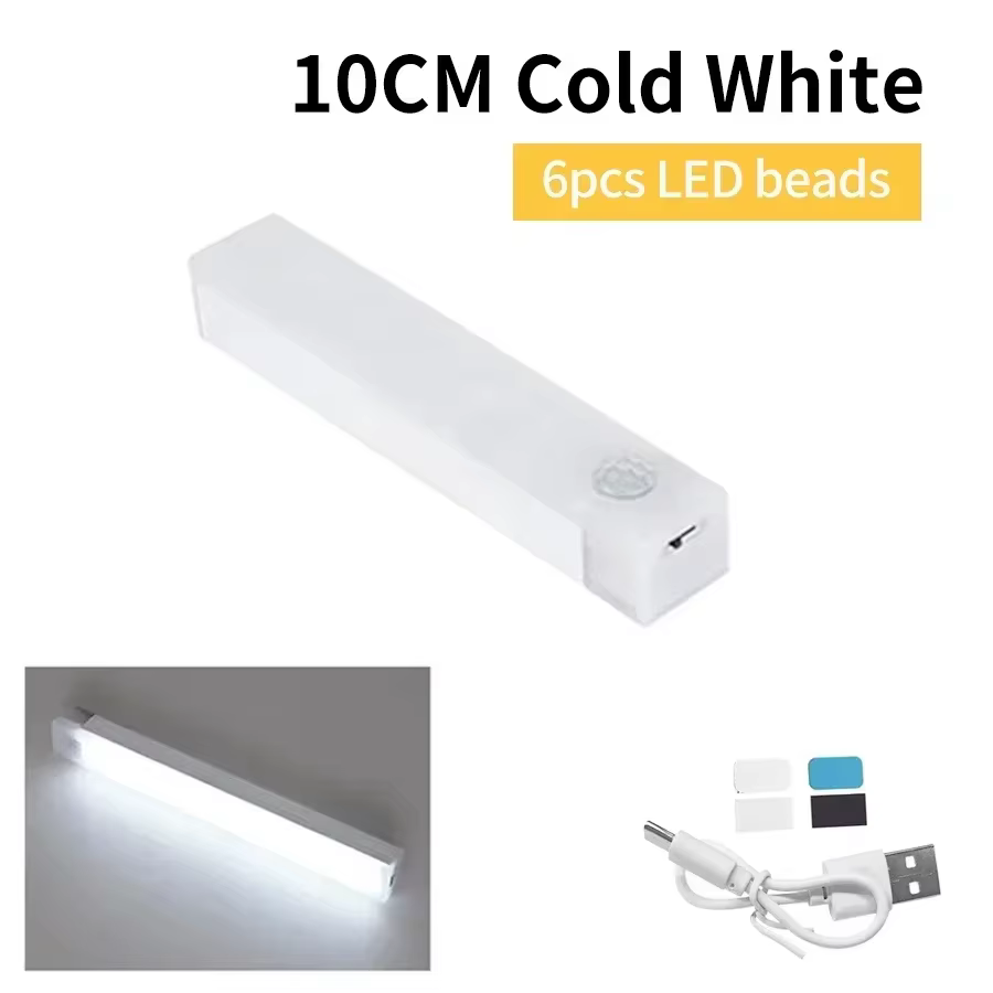Lampe LED magnétique sans fil avec détecteur de mouvement, Rechargeable par USB, veilleuse pour armo