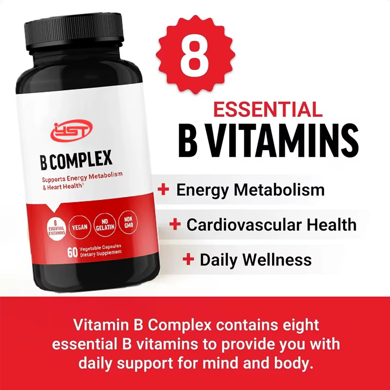 Complexe de vitamines B, contenant des vitamines B1, B2, B3, B12, etc., végétarien, non OGM, 60 caps