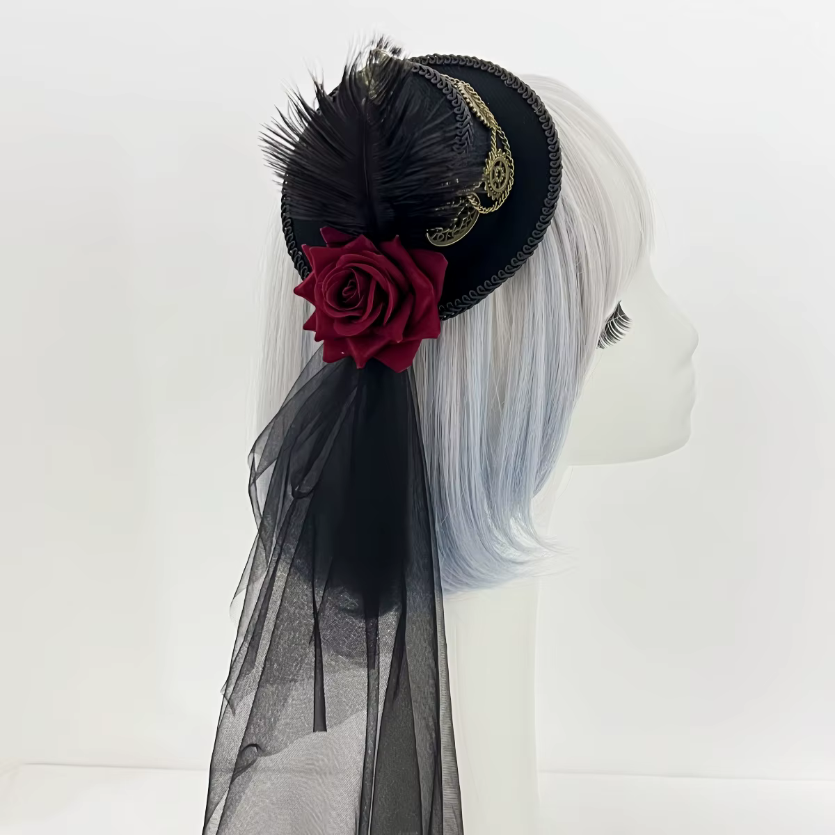 Chapeaux steampunk, voile noir, chapeau haut-de-forme steampunk, chapeau steampunk, accessoires stea