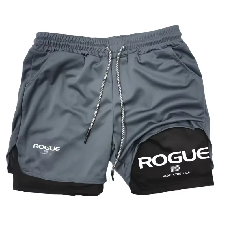 Rogue Gyms Short de sport pour homme Four Seasons Sportswear Short moulant double couche 2 en 1 Shor