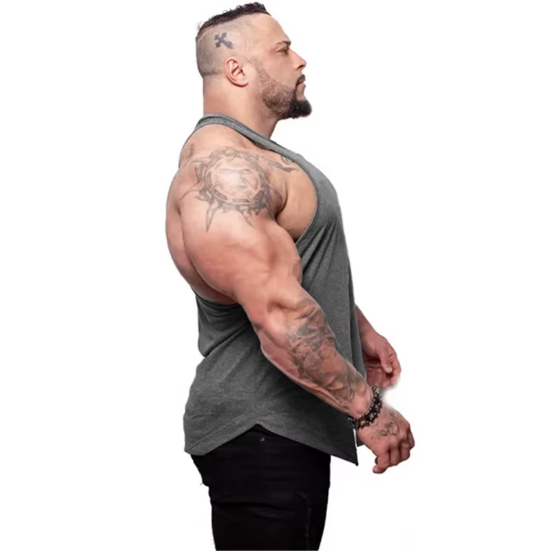 T-Shirt sans manches respirant en coton de couleur unie pour hommes, débardeur de Sport décontracté,