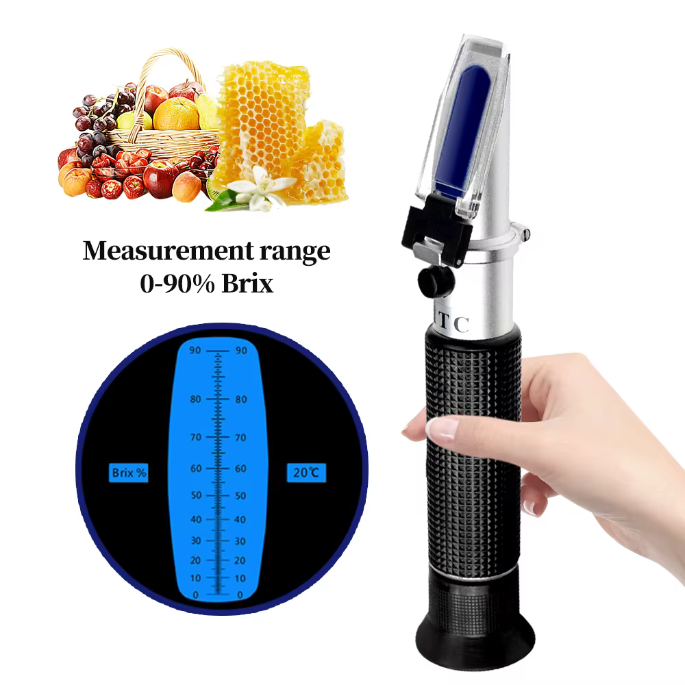 Réfractomètre Brix de 0 à 90% sucre, pour la teneur en aliments, jus de fruits liquides, outil de me