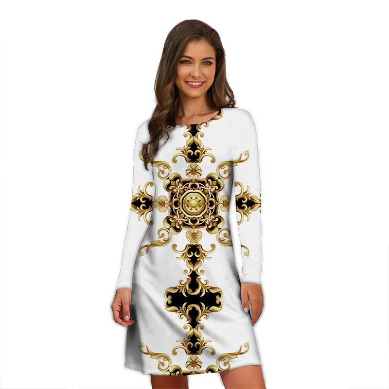 Robes élégantes à imprimé léopard pour femmes, manches longues, vêtements surdimensionnés, mode vint
