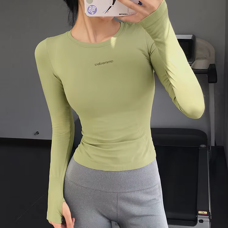 Hauts de Fitness pour femmes, vêtements de sport serrés à manches longues, vêtements de Yoga, de cou