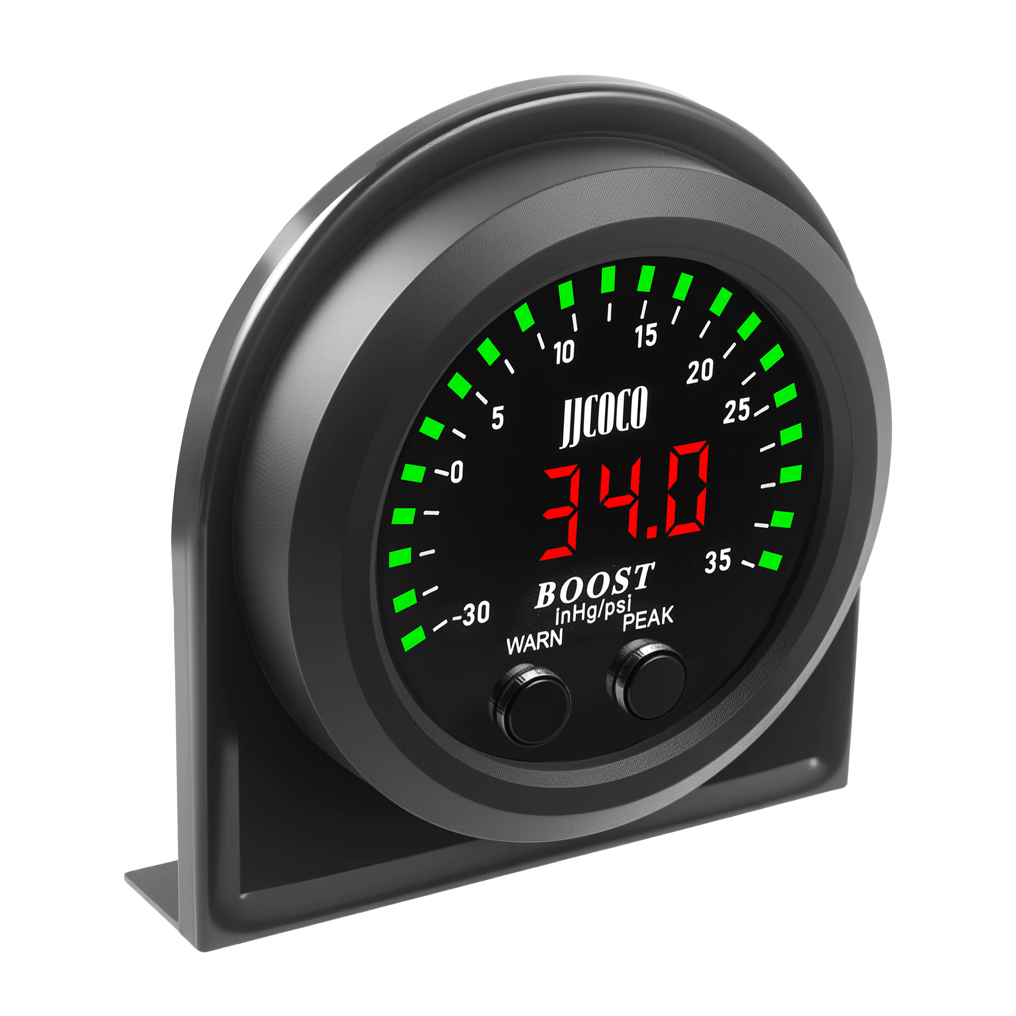 JJCOCO 52MM 2 ''série S jauge de suralimentation-30 ~ 35 PSI rond Ultra-mince avec lumière rouge aff