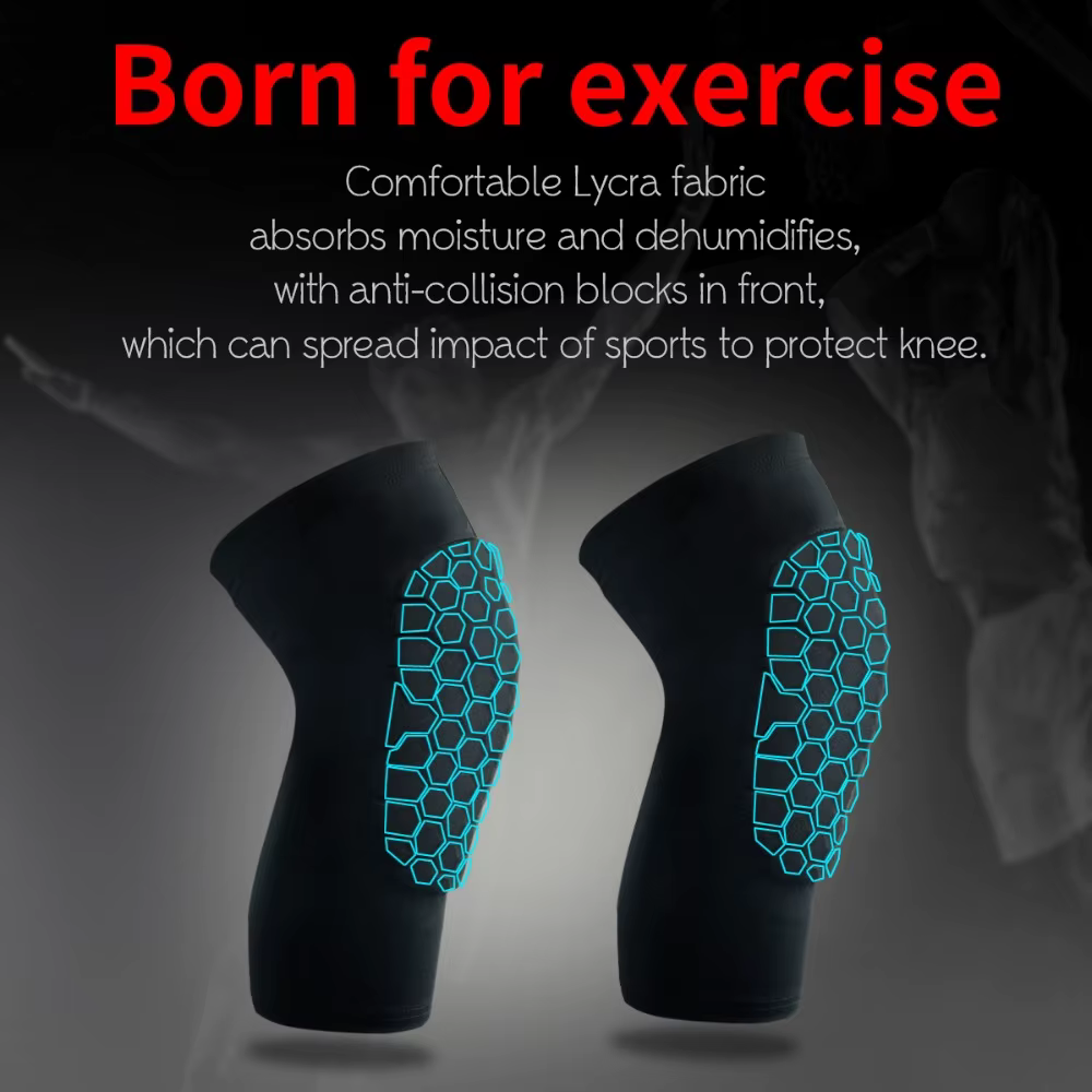 1 pièces basket-ball volley-ball genouillère nid d'abeille mousse soutien Compression jambe manchon