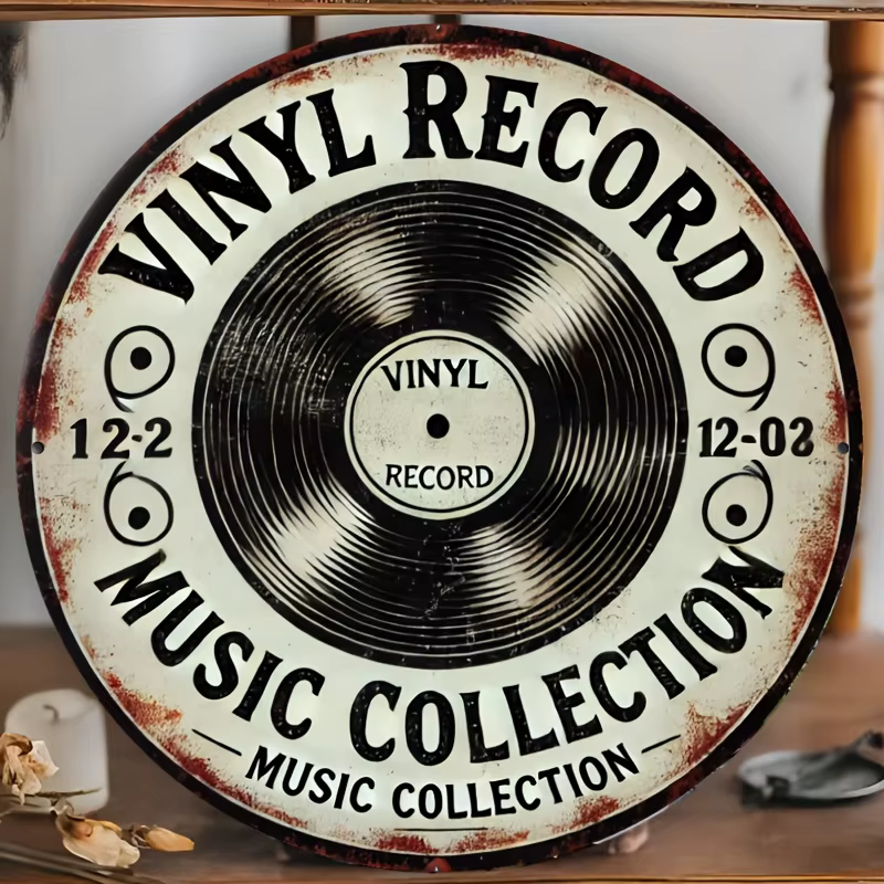 Disque vinyle en bois de 8 pouces avec éléments musicaux, décoration murale ou de table pour bar, ca