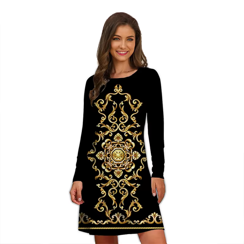 Robes élégantes à imprimé léopard pour femmes, manches longues, vêtements surdimensionnés, mode vint