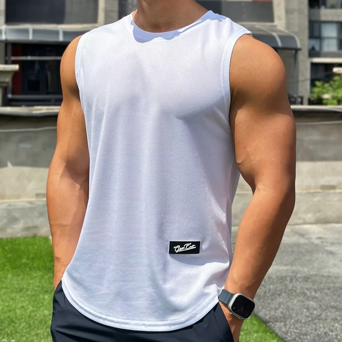 Débardeur de gymnastique pour hommes, chemise de Fitness sans manches, maille respirante, gilet de s
