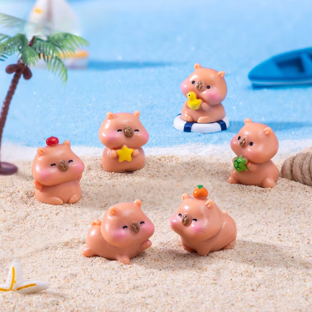 6 pièces mignon Mini Capybara Figurine bricolage paysage décor à la maison ornement maison de poupée