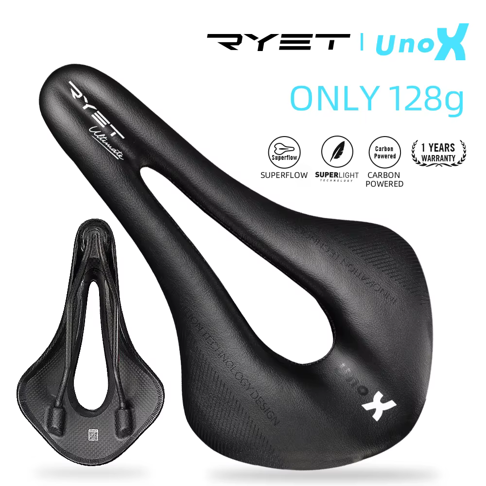 RYET-Selle de vélo de route ultralégère en cuir de carbone, coussin de siège souple en PU, siège de 