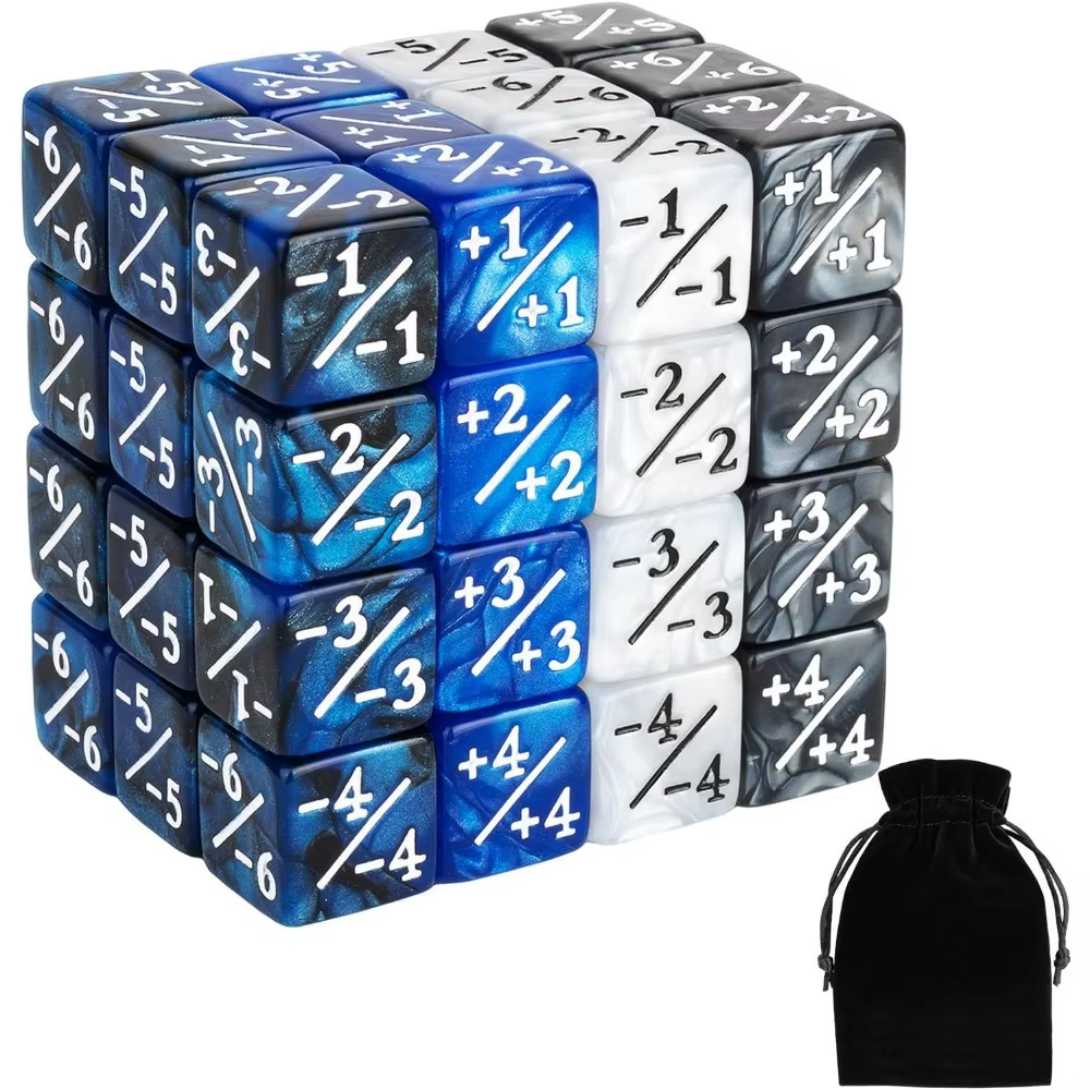 48 pièces de dés de comptage Magic Plus 1, ensemble de dés de comptage MTG, jetons de buff Marble Li