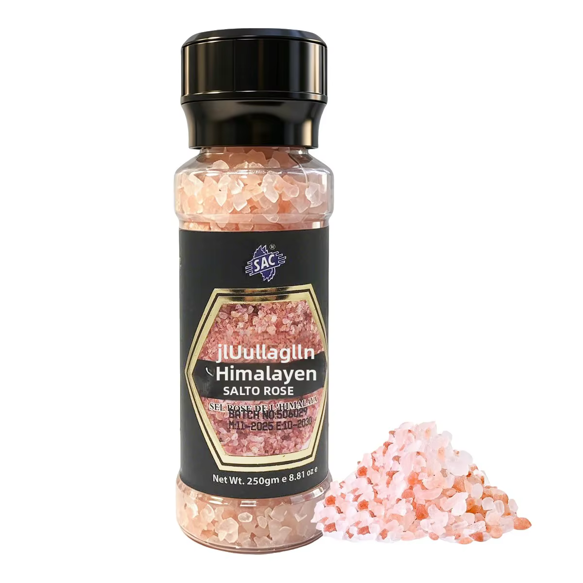 Bouteille de 250 g (8,81 oz) de sels de bain, sel rose de l'Himalaya, sel grossier - Idéal pour les
