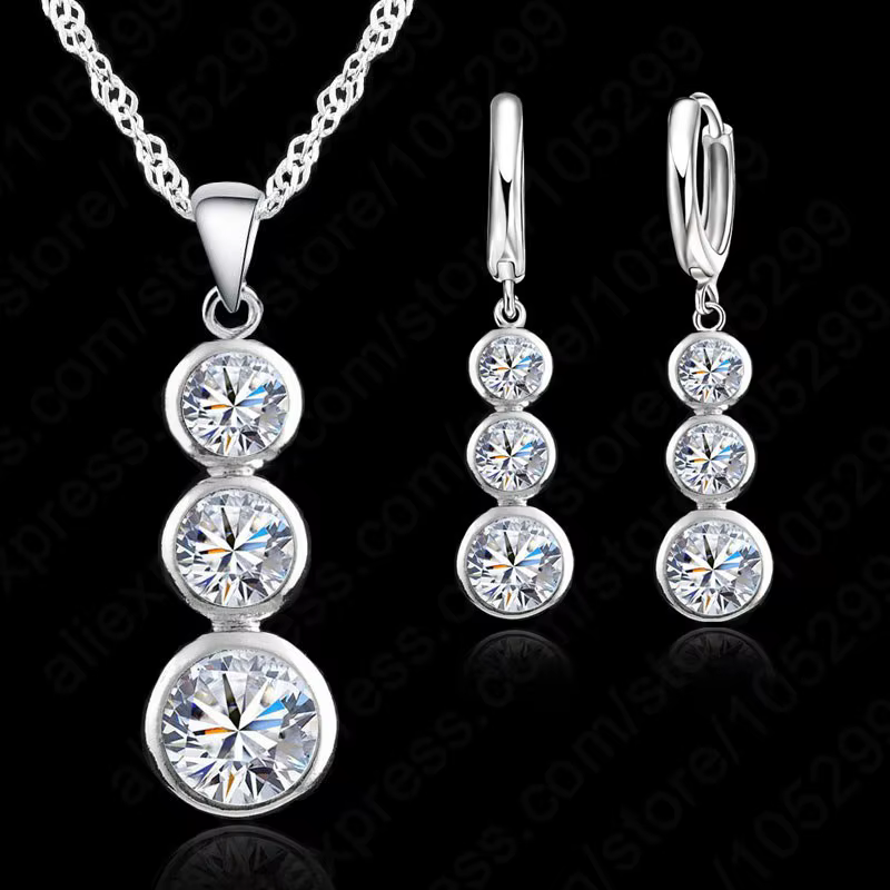 Ensembles de bijoux classiques en argent Sterling 925 pour femmes, pendentifs, colliers boucles d'or