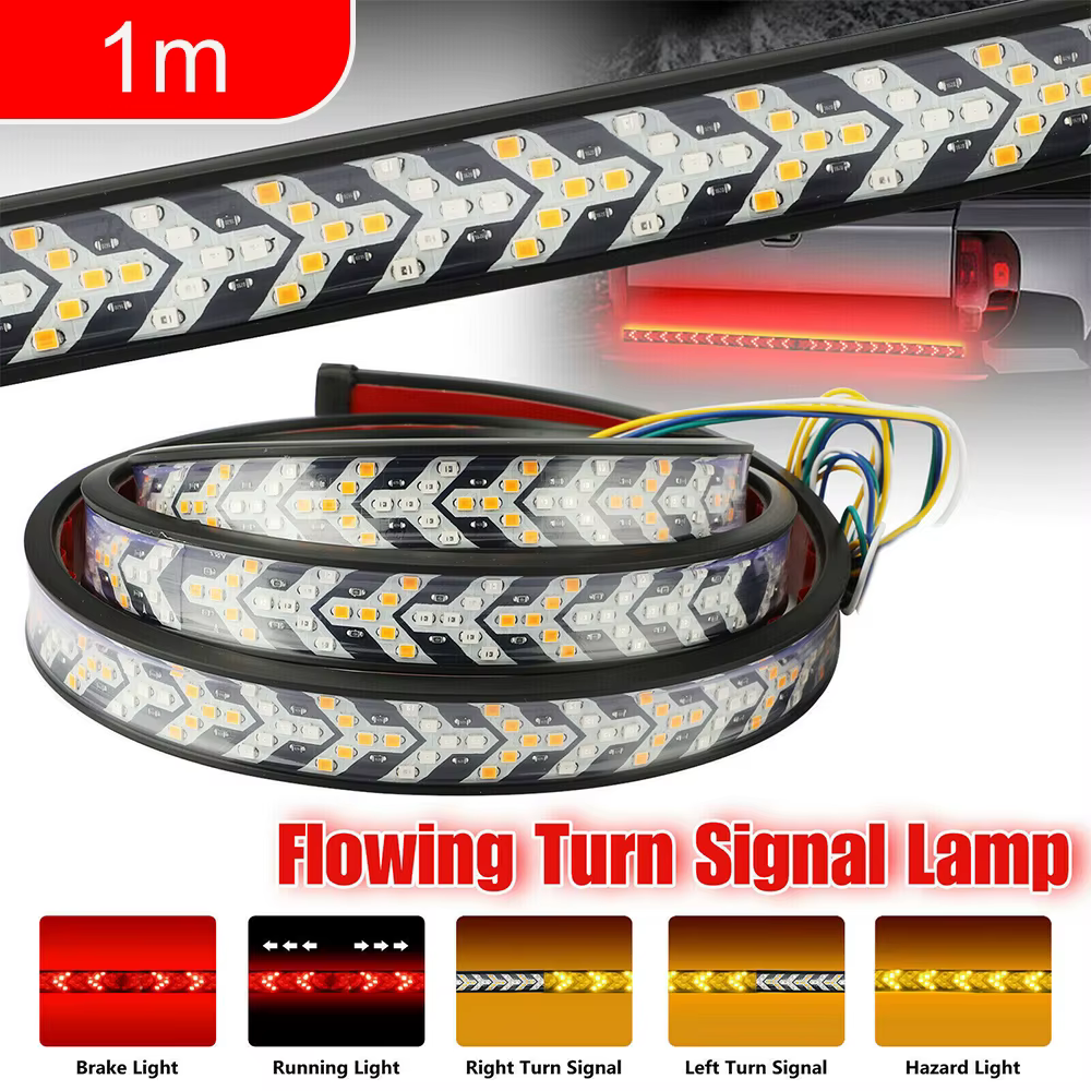 Bande lumineuse LED pour hayon de voiture et camion, clignotant dynamique, feu stop, feu de recul, b