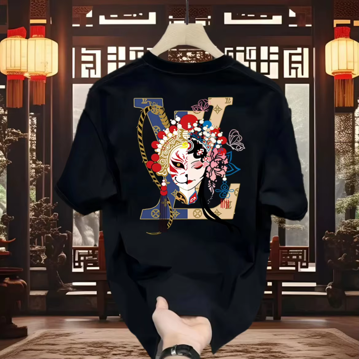 T-shirt de marque de luxe avec logo classique de style chinois, t-shirt graphique en coton pour homm