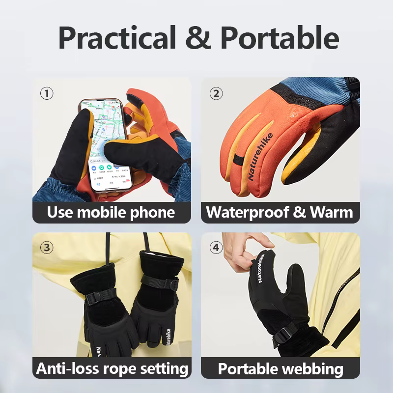 Naturehike – gants chauds de Ski en peau de mouton, 3 couleurs, en coton isolé 3M, multifonctionnel,