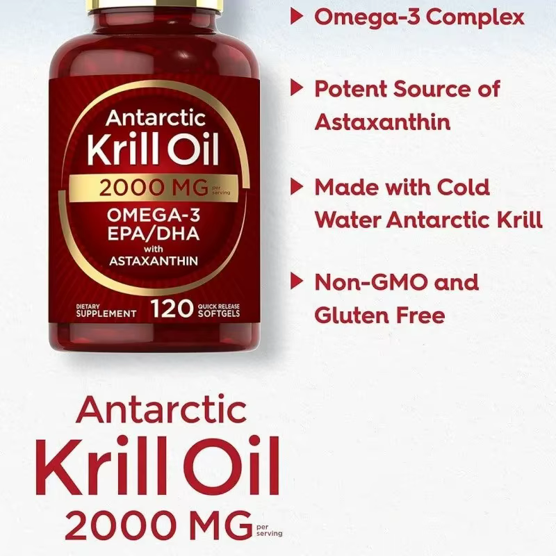 Huile de Krill hautement absorbante, capsules souples, oméga3, phospholipides, astaxanthine, soutien