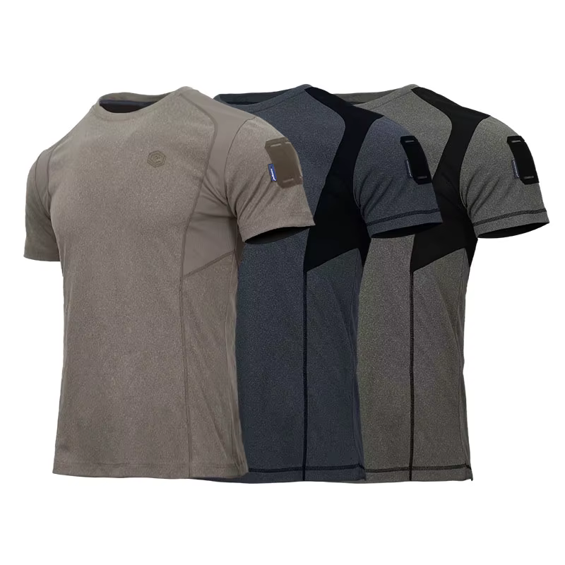 Levez songear-T-shirt de sport à manches courtes, étiquette bleue, avec aileron de requin, séchage r