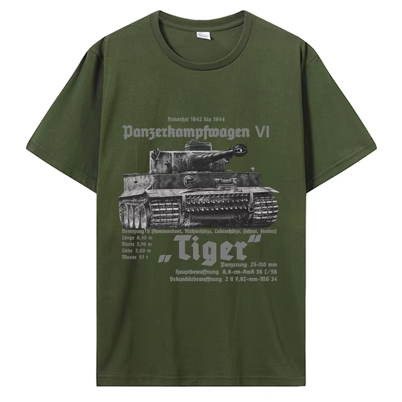 Troupes blindées allemandes tigre réservoir imprimé T-Shirt Royal Armory été coton à manches courtes
