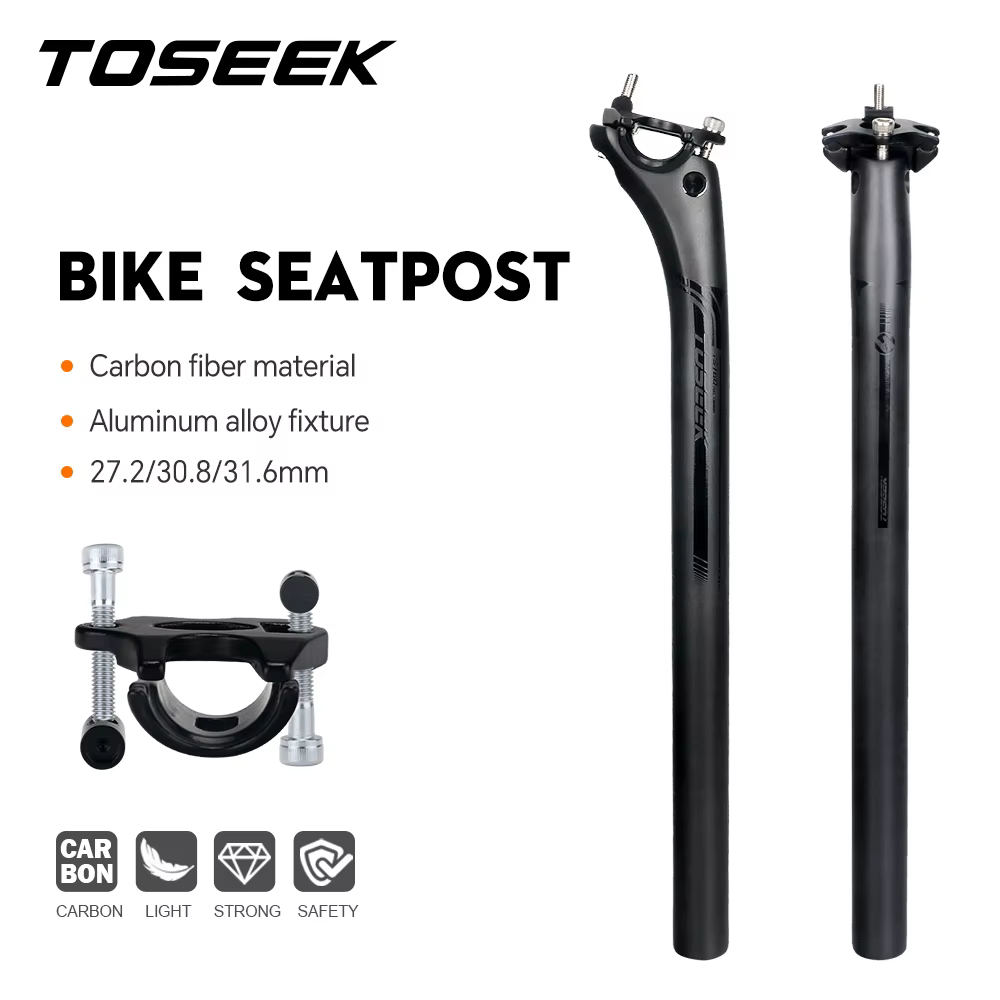 TOSEEK tige de selle en carbone 27.2 31.6mm longueur 400mm noir mat vtt tige de selle de vélo de rou