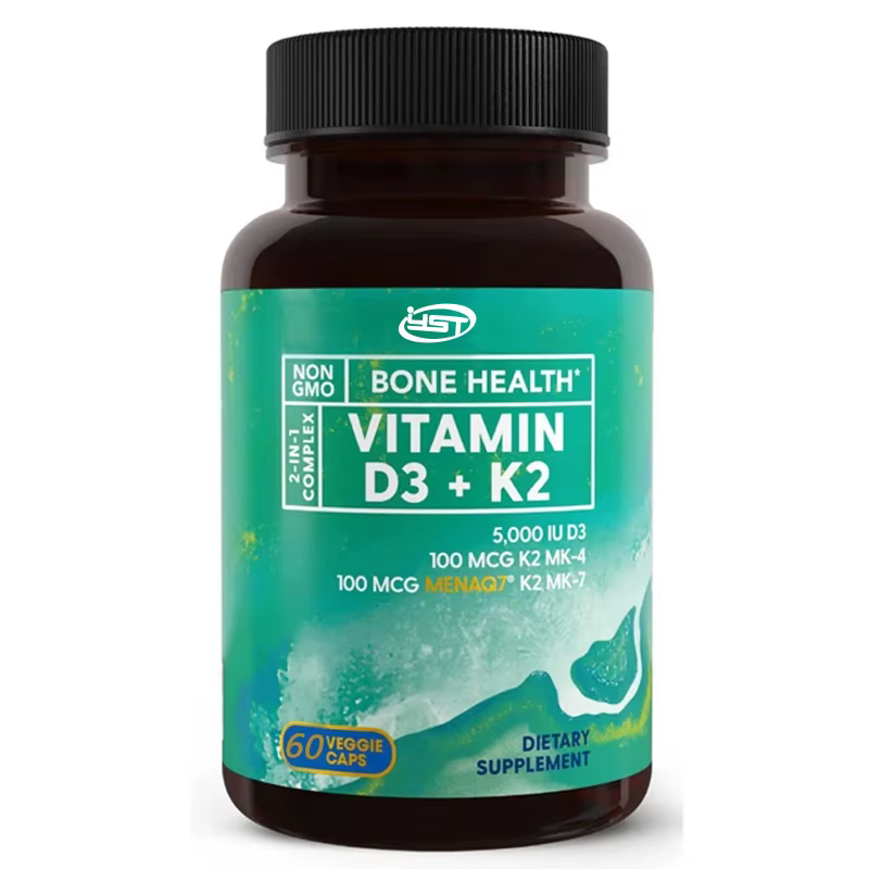 Vitamine D3 K2 60 capsules (et 200 mcg) – Soutien composite trois-en-un, adapté aux dents, au cœur e